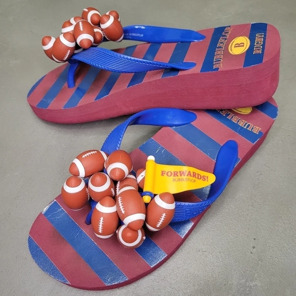 BUBBLE FLOPS 🏈 FOOTBALL🏈Size 6 [GREAT CONDITION] platform flipflos